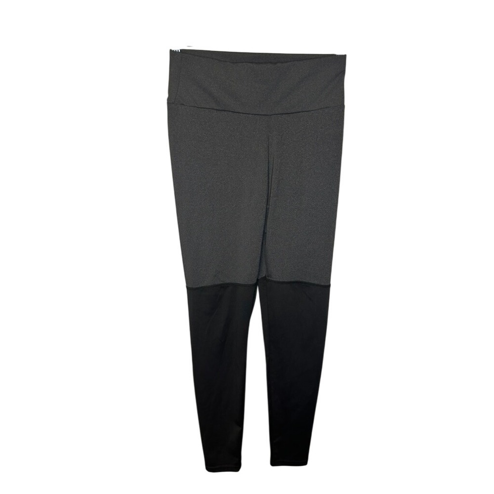 SHEIN Womens Leggings Size M Charcoal Black Color Block Ruched Back High Waist